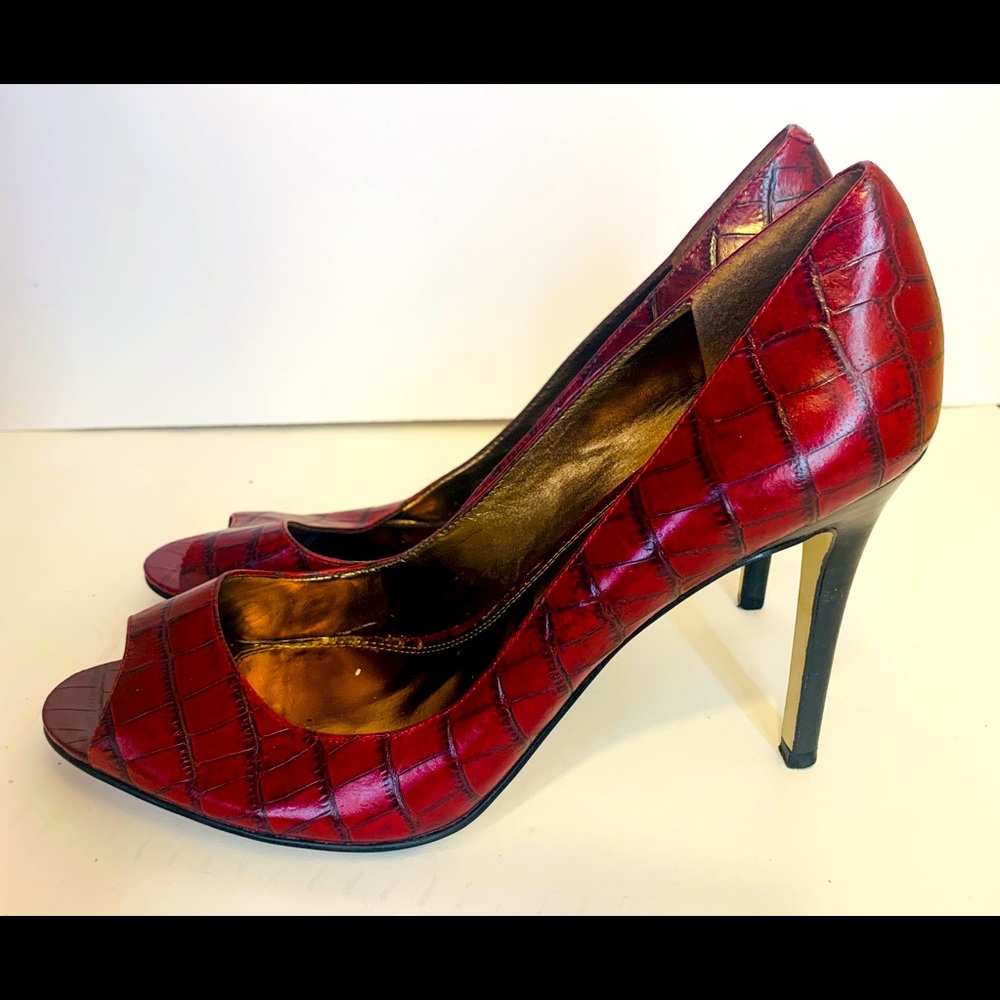Enzo Angiolini Red Peep-Toe Pumps